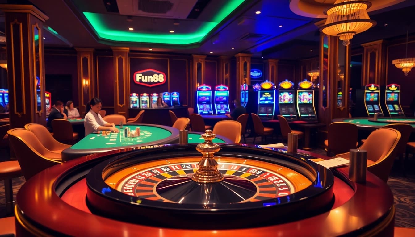 Experience thrilling wins at Fun88 with luxurious casino tables and vibrant poker action.