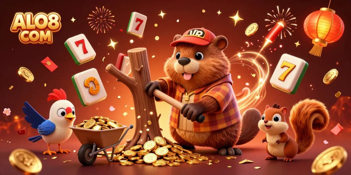 Engage in exciting gameplay at ALO8 COM with a vibrant 3D casino-themed illustration showcasing lively characters and golden elements.