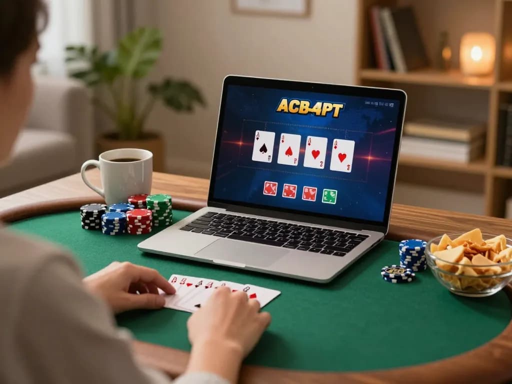 Experience strategic online poker gameplay at home with 789winh, showcasing chips and a warm atmosphere.