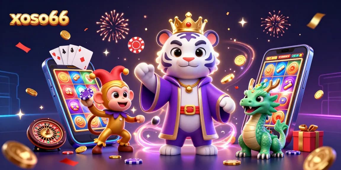 xoso66 takes the spotlight as a white tiger and monkey engage in exciting casino play