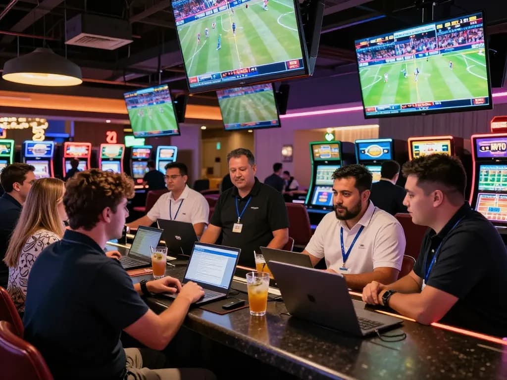 Experience the thrill of sports betting at 789WIN with enthusiasts engaged and vibrant displays.