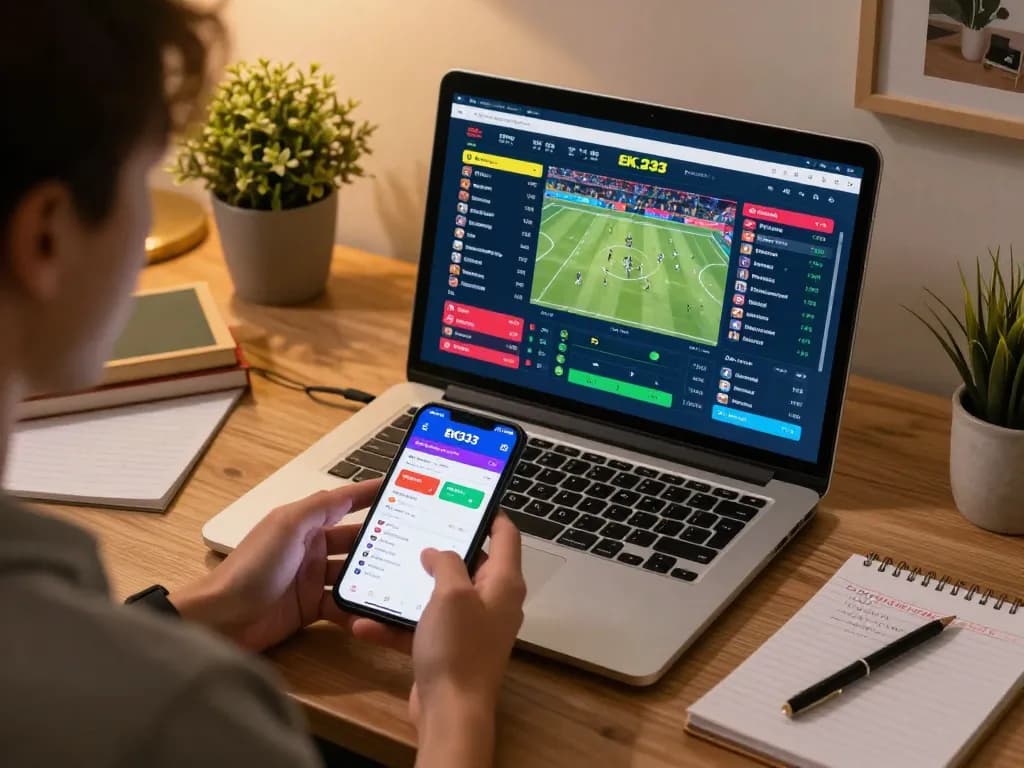 Engaging moment of online sports betting with EK333pro app showcasing live odds and events