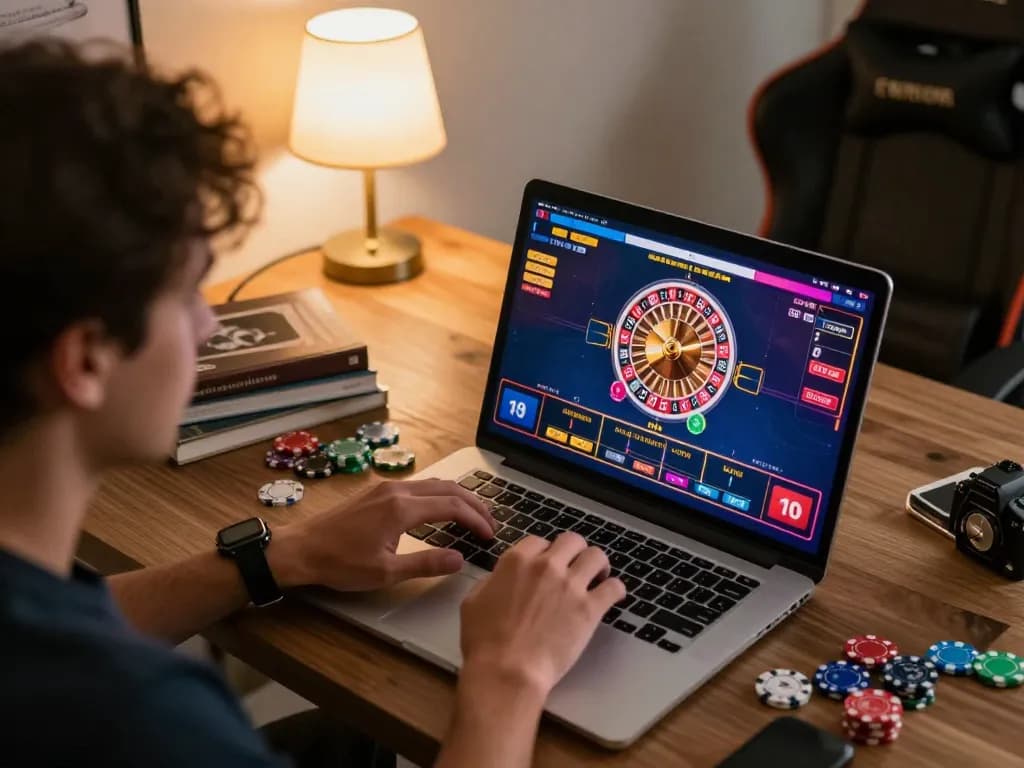 Player engaging with online casino games at home using digitalwala for a secure experience