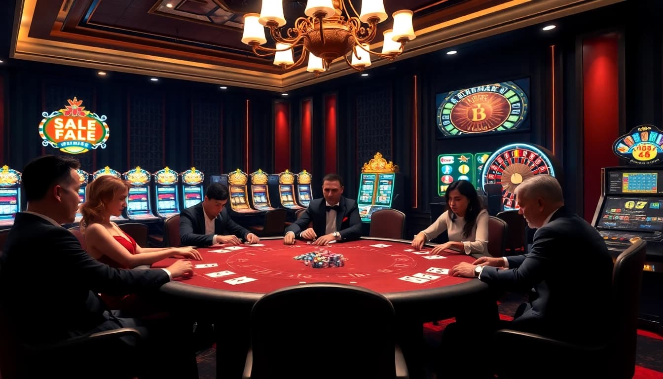 Engage with the excitement of MM88.london's casino experience featuring poker tables and slot machines.