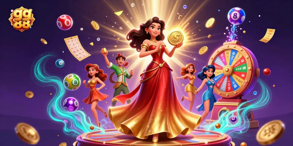 Experience the excitement of gg 88 with a vibrant casino illustration showcasing dynamic game elements and golden coins.
