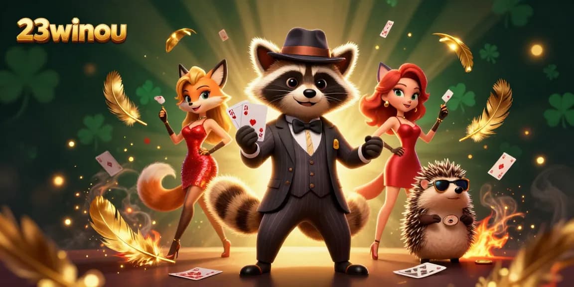 Experience thrilling gameplay actions at 23winou with dynamic characters amidst vibrant casino elements.
