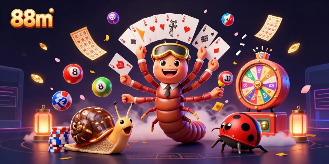 88m lively scene with a millipede dealer and high-roller snail, showcasing exciting gambling elements.