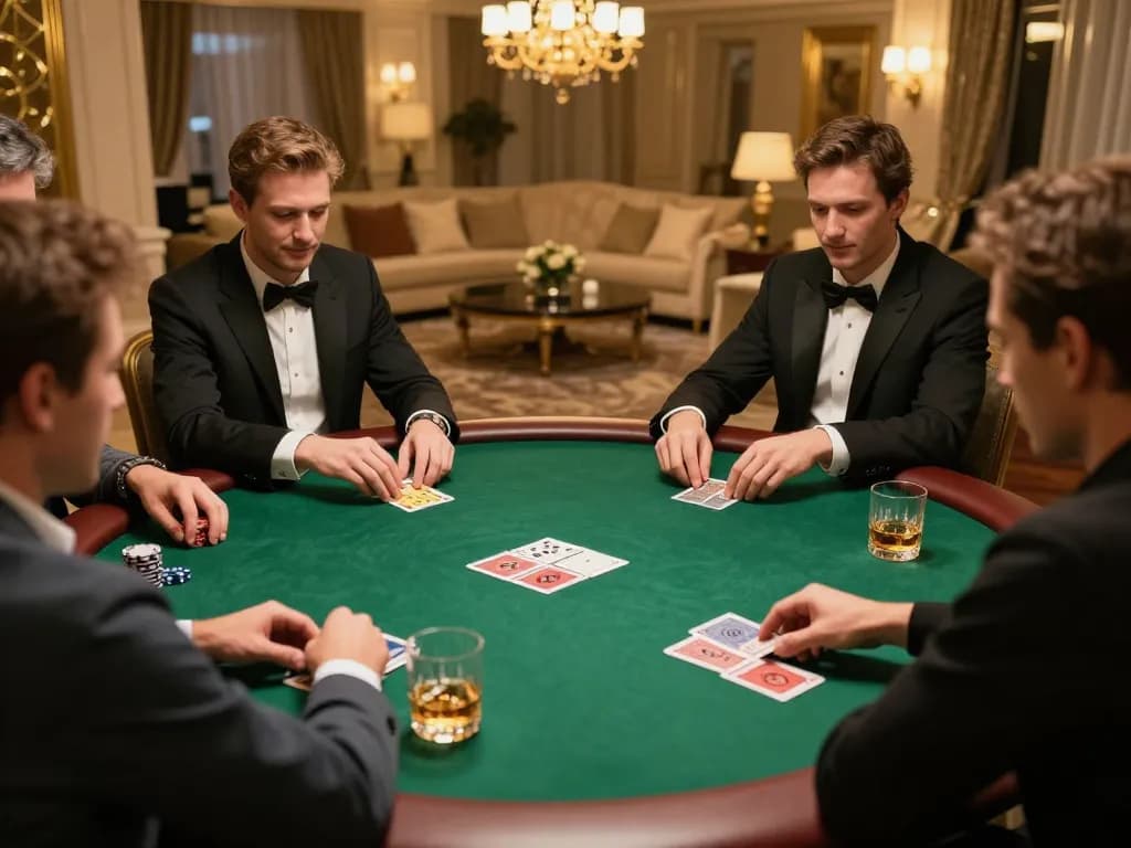 Win88 VIP poker game in an elegant home setting with players engaging and strategizing.