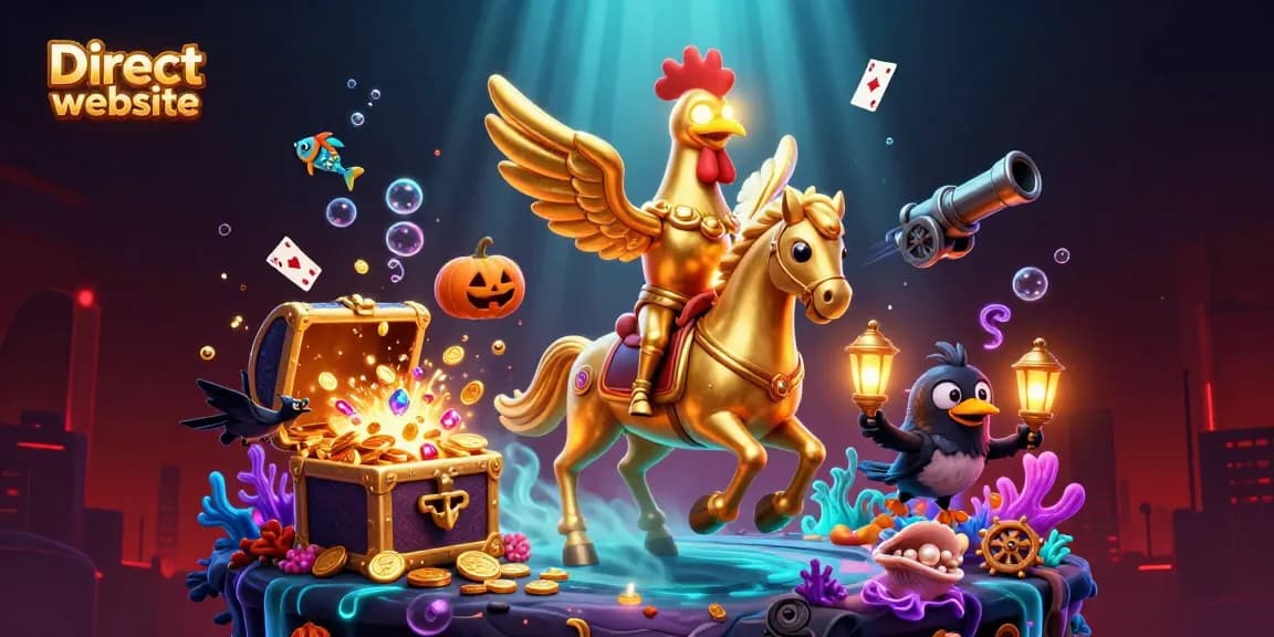 Experience the excitement of the Direct website through vibrant 3D casino art featuring dynamic characters.