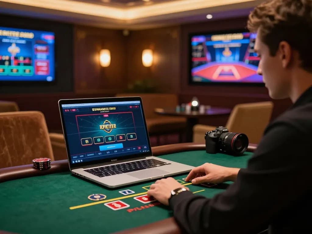 Engaging user at https://7m.us.com/ playing live dealer blackjack in a warm, upscale online casino atmosphere.
