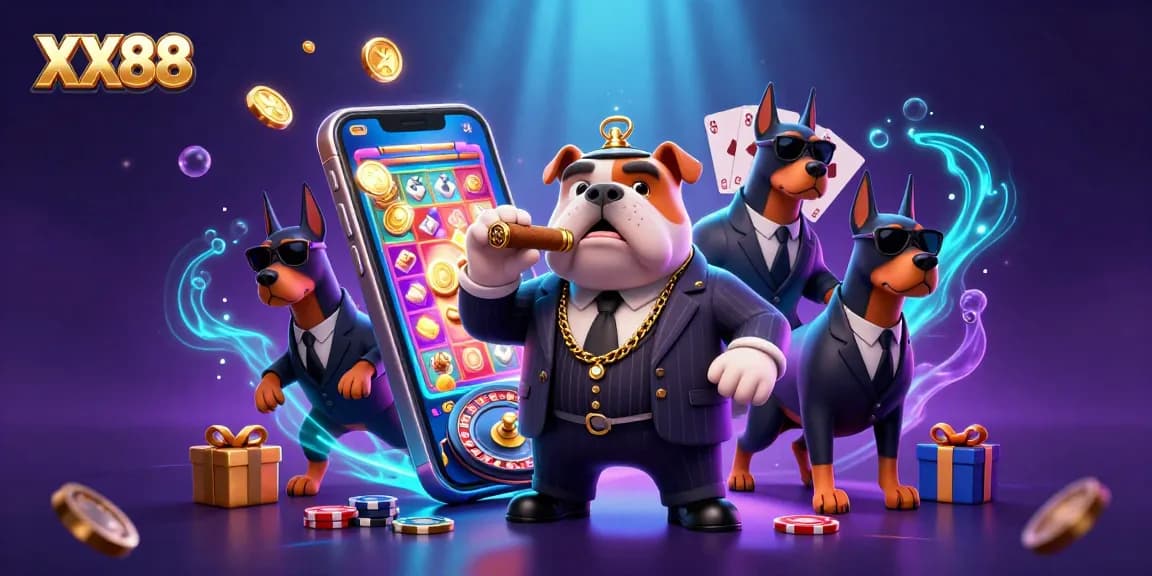 Engage with a thrilling game scene featuring XX88's mascot and exciting casino elements.