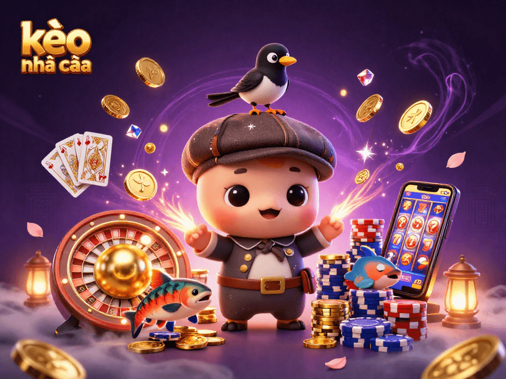 Engage with kèo nhà cái featuring a playful Nessie and coins in a vibrant 3D digital art scene.