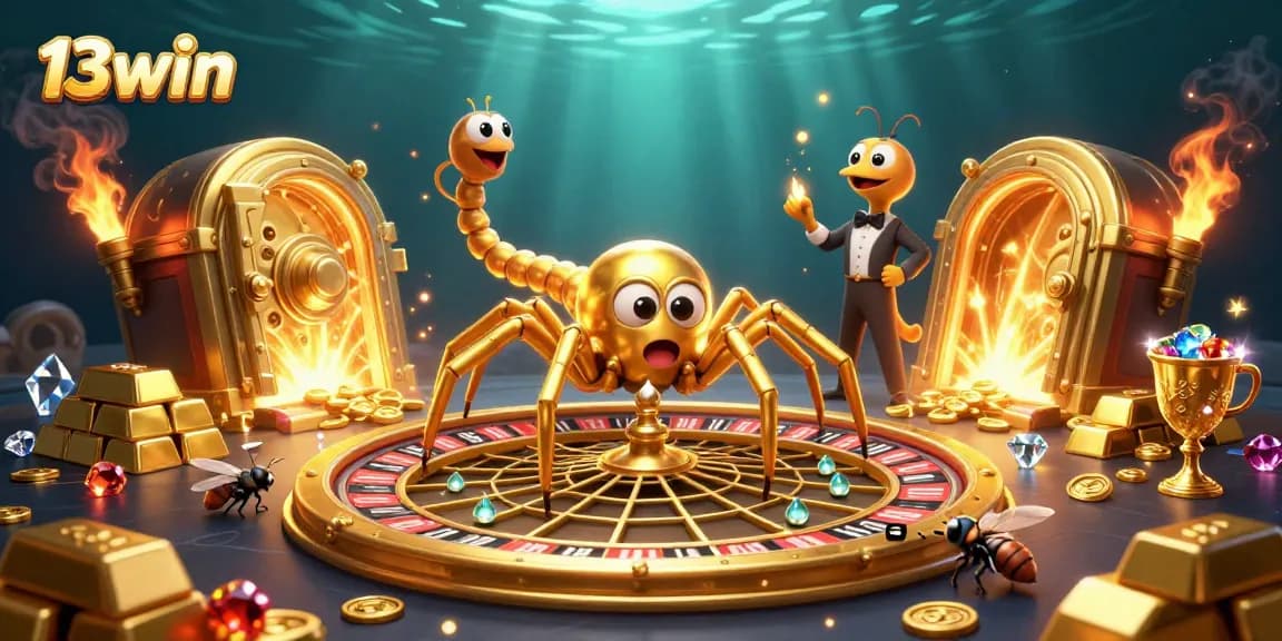 Experience exciting thrills with 13win's dynamic casino scene featuring animated characters and rewards!