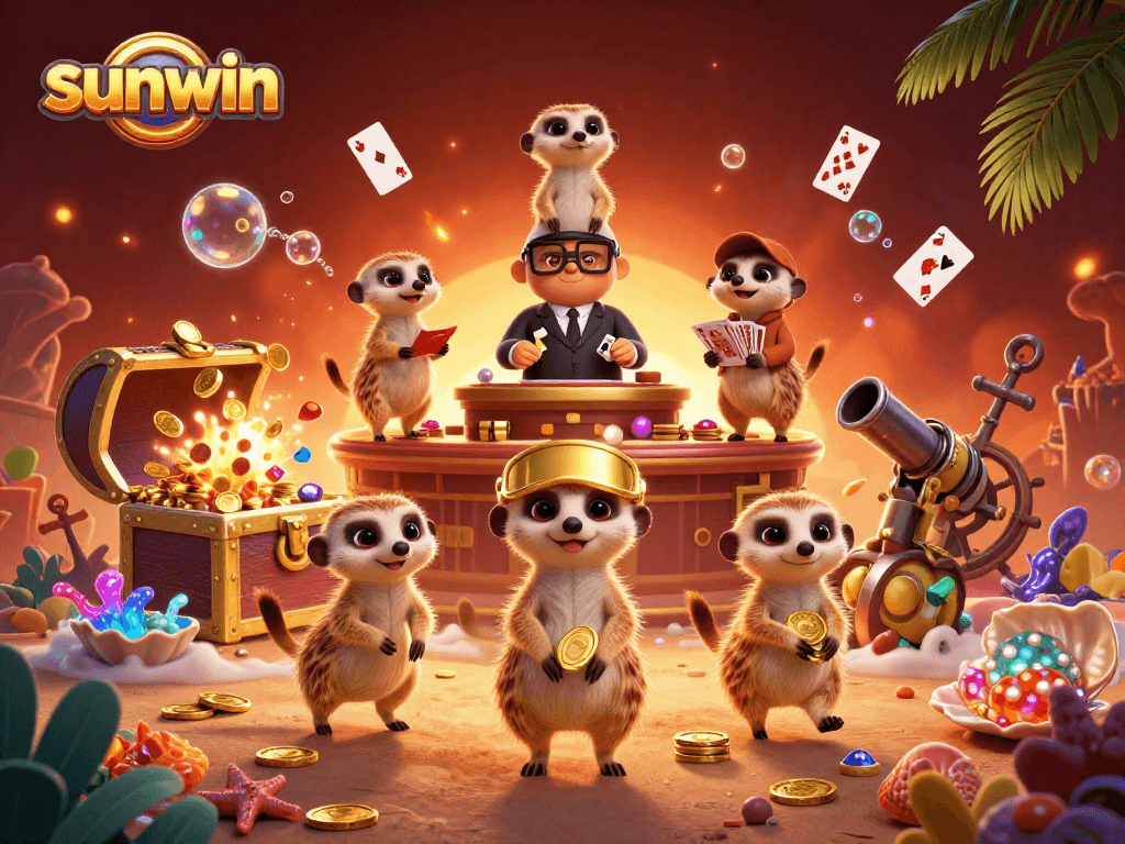 Experience the excitement of sunwin with meerkats managing a vibrant casino scene.