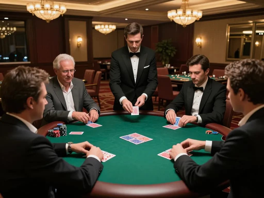 Players engage in an intense MM88 poker tournament in a sophisticated casino setting.