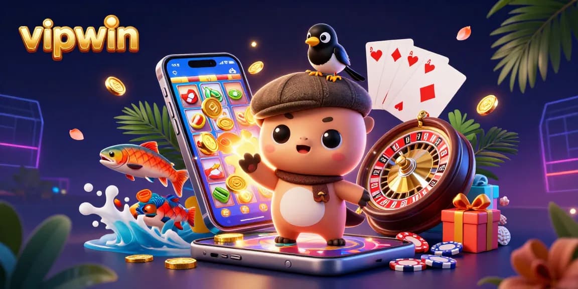 Experience winning strategies at vipwin with vibrant 3D casino characters and engaging game elements.
