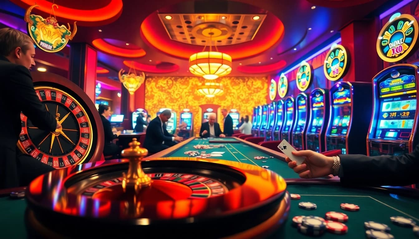 Engaging in a strategic game of MK8 at a luxurious casino with poker chips and roulette wheel.