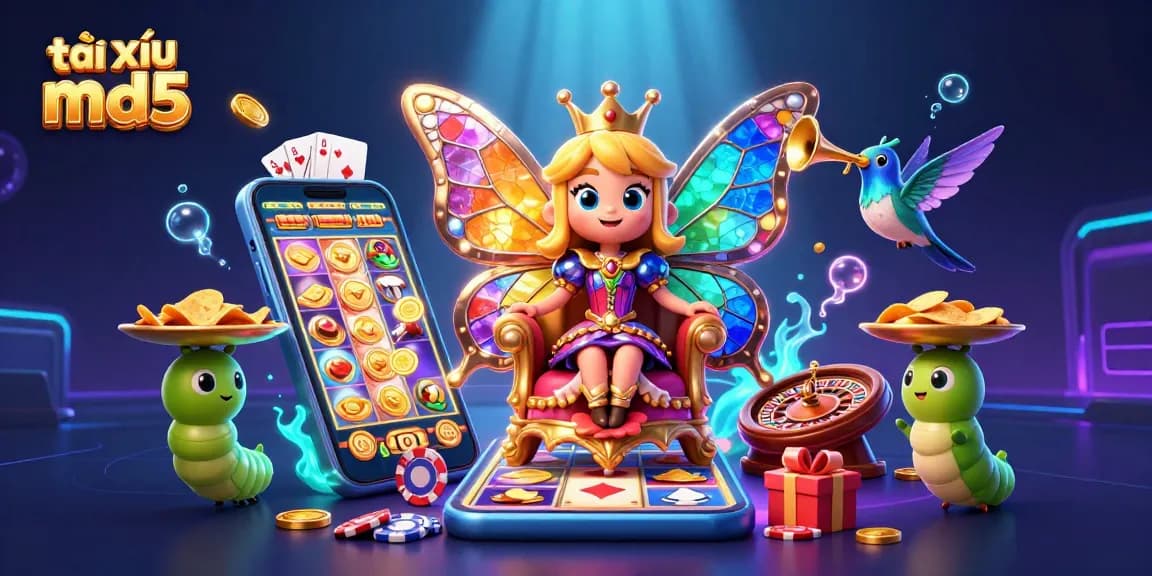 Engage in thrilling tài xỉu md5 gameplay with vibrant characters and exciting casino elements.