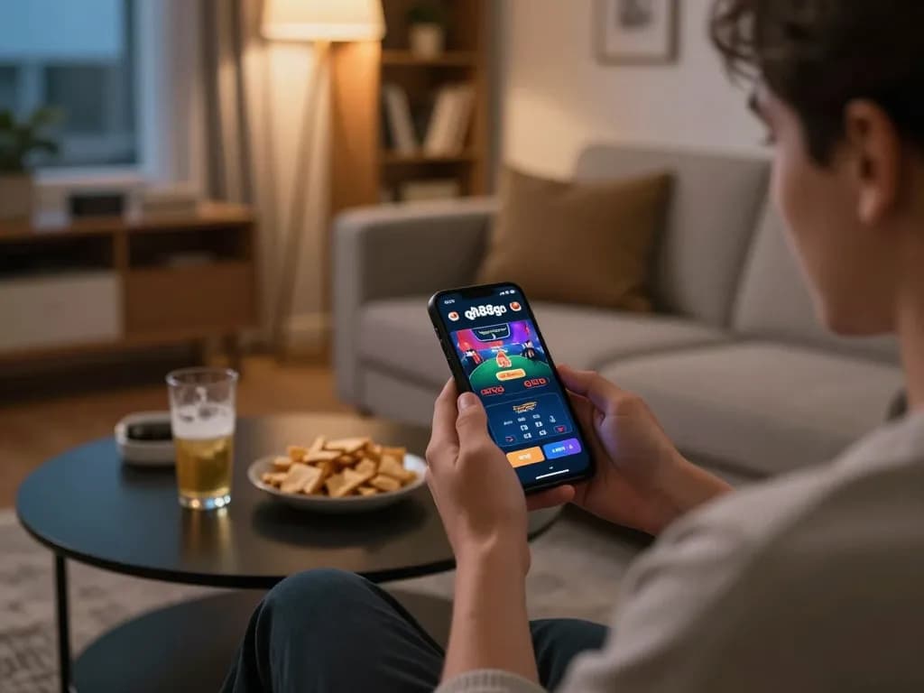 Engaging in online casino action with the qh88go app, showcasing a comfortable gaming environment