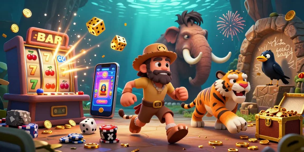 Engage with slot gacor and win big as the cartoon caveman duo runs a vibrant casino adventure!