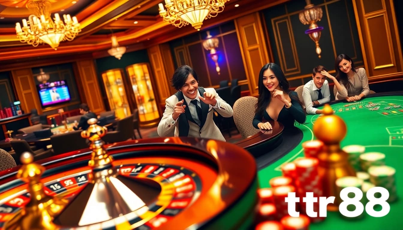 Players enjoying the thrilling experience at TR88 casino with roulette and poker action.