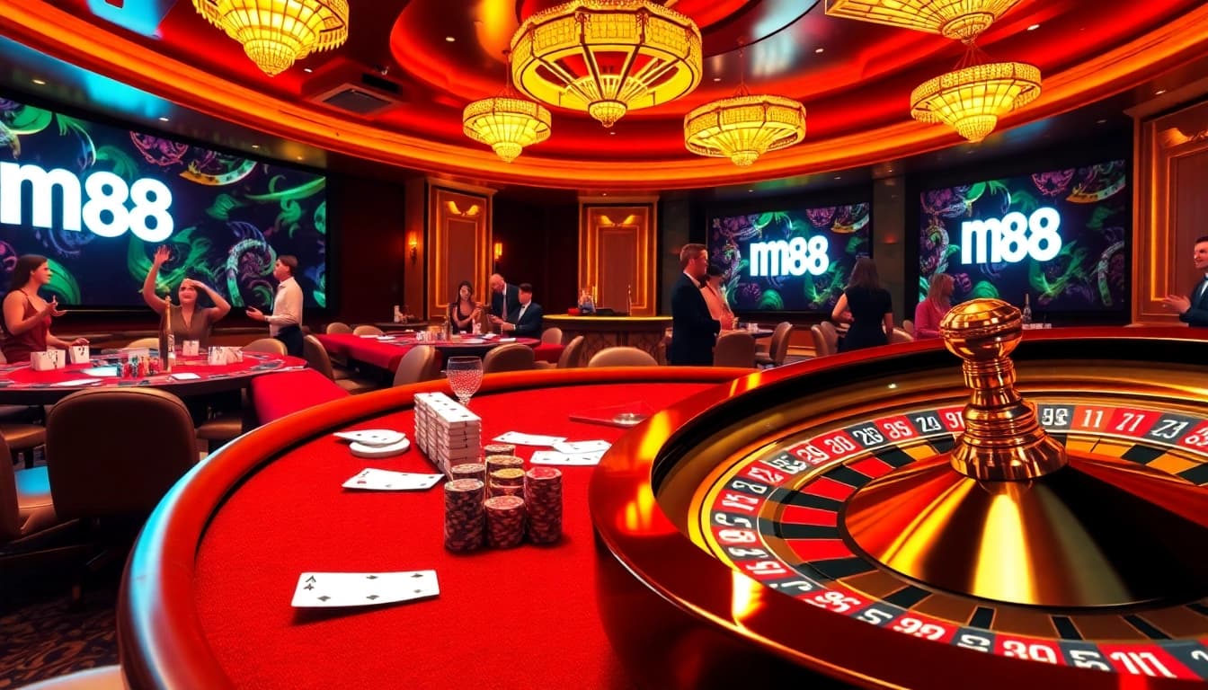 Experience high-stakes excitement at mm 88 casino with vibrant atmosphere and luxurious betting tables.