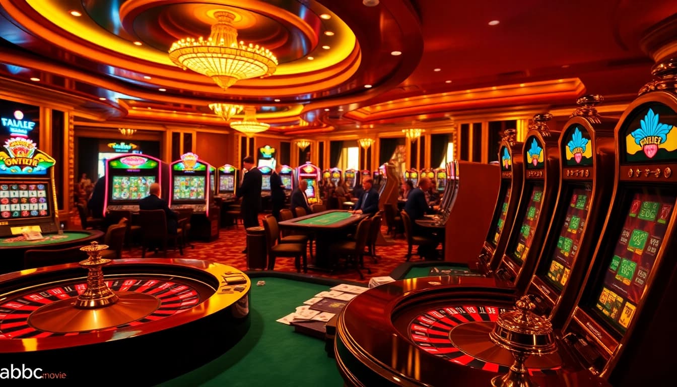Experience the thrill of gambling at abc8.movie with a luxurious casino floor filled with vibrant games.