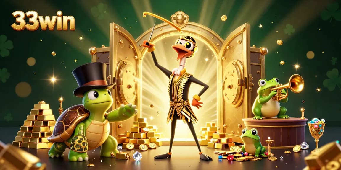 Experience thrilling wins at 33win with lively characters celebrating in a vibrant casino scene.