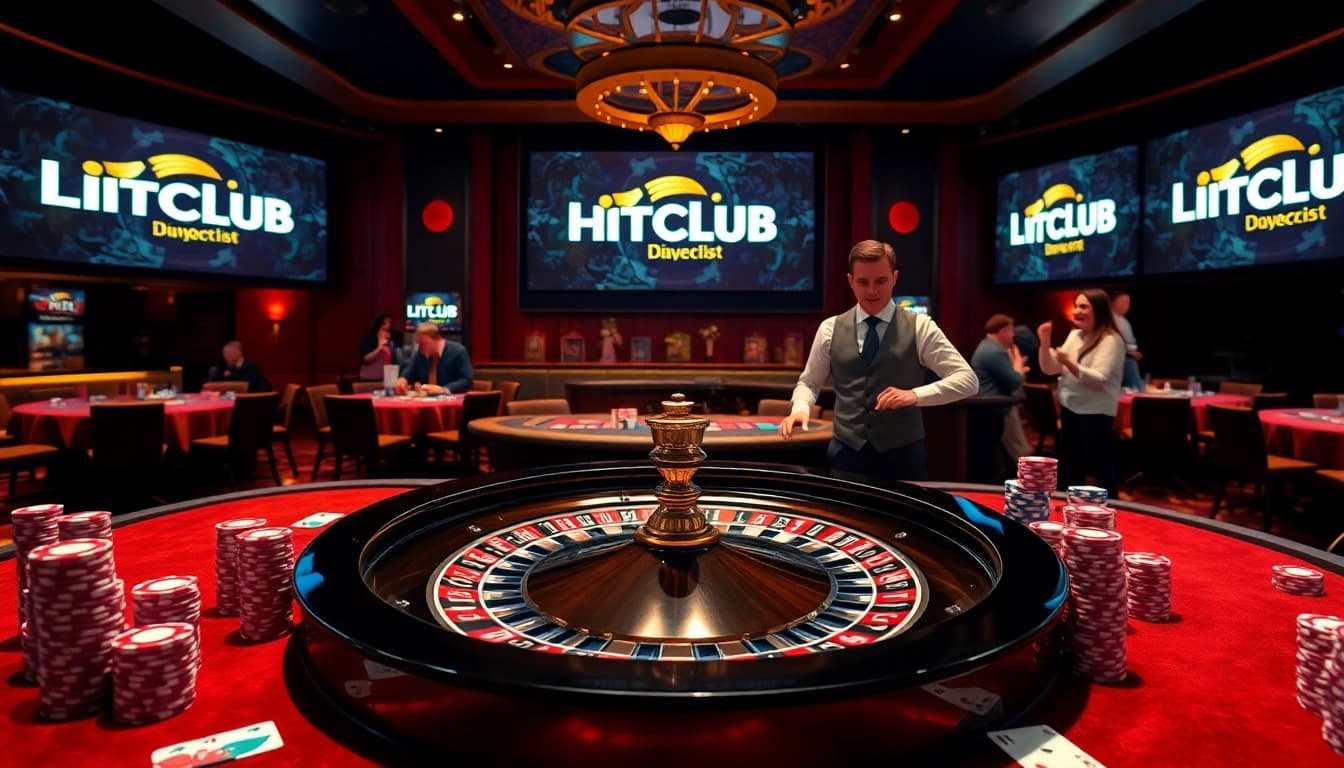 Experience the thrill of the casino with Link HITCLUB showcasing vibrant chips and engaging gameplay.
