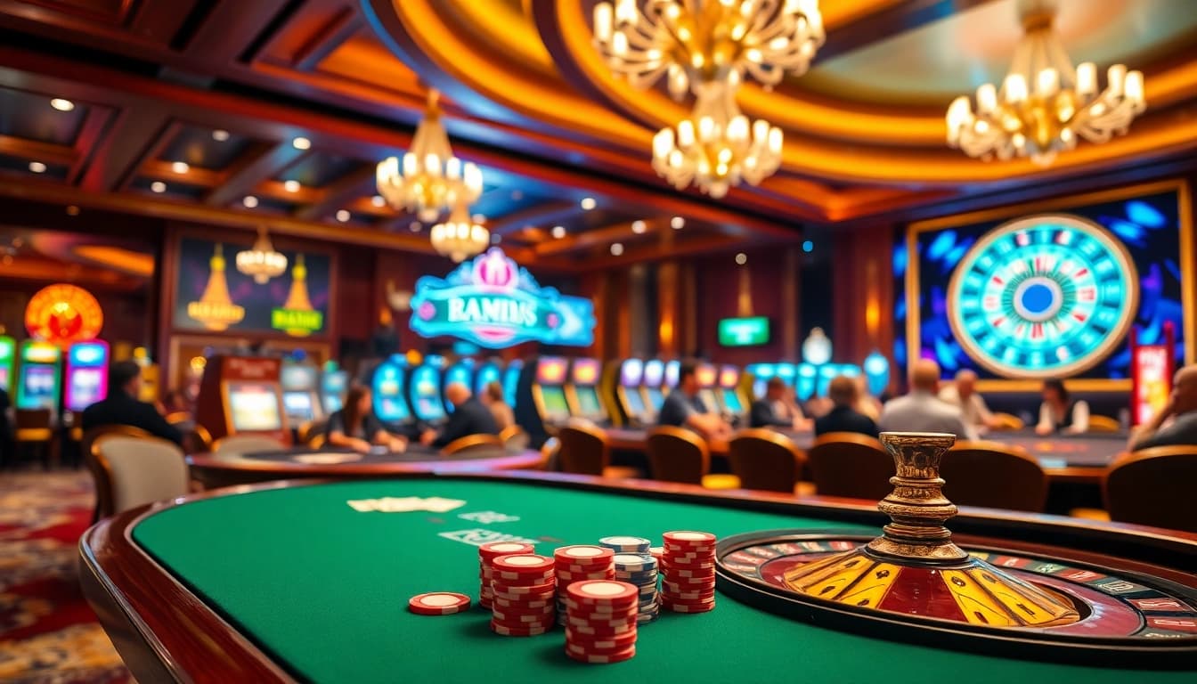 Engage in thrilling gaming excitement at dv88 com with poker chips and vibrant casino tables.