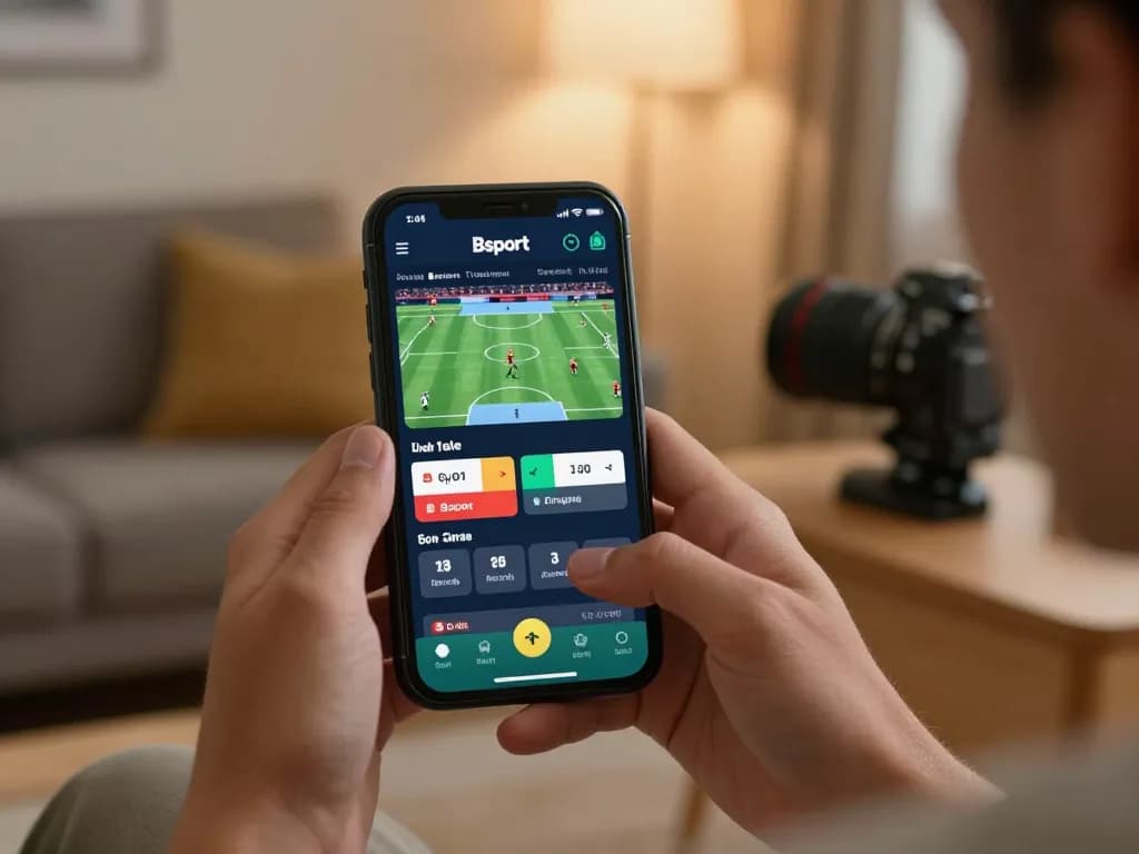Tải app Bsport for exciting live sports betting on your smartphone in a cozy home setting