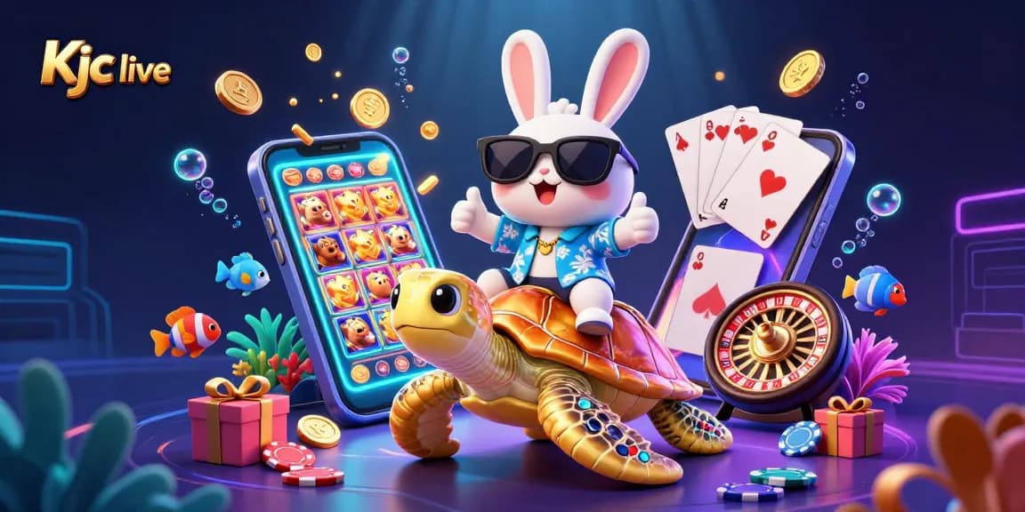 Experience exciting gameplay at Kjc live as lucky rabbit and golden turtle embark on a vibrant casino adventure.