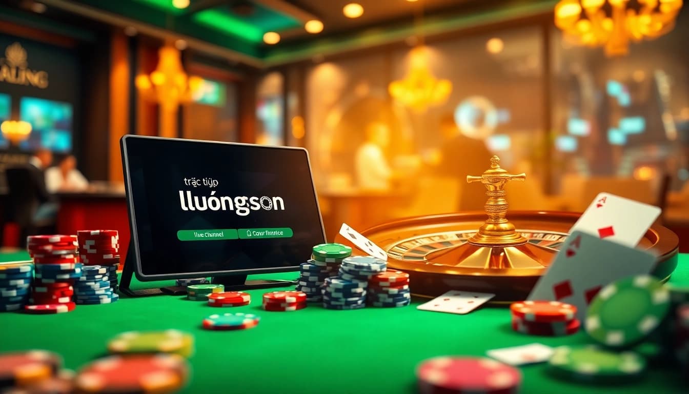 Engage with the thrilling world of trực tiếp luongson through a captivating online gambling experience featuring poker chips and roulette.