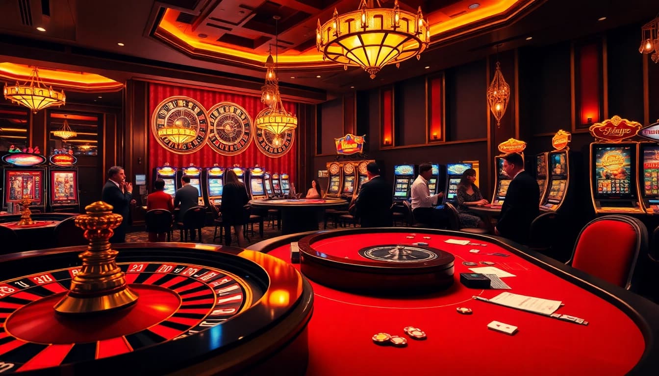 Players enjoying a thrilling casino experience at chotruyen themed table games, showcasing excitement and engagement.