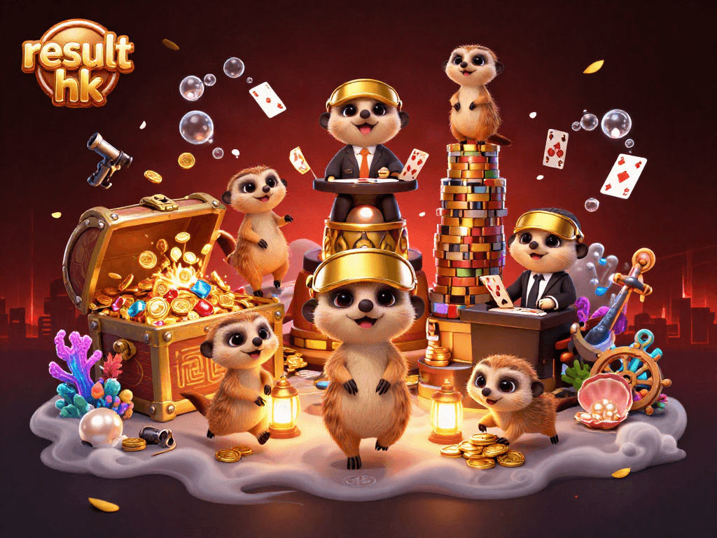 Engage in thrilling action at result hk with meerkats orchestrating a vibrant casino scene.
