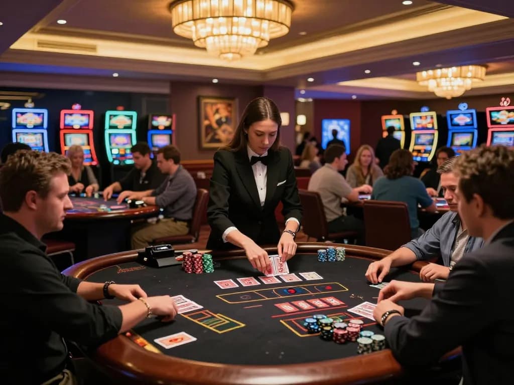 Players actively engaging in a blackjack game at sc88bn casino, showcasing intense strategic play and vibrant atmosphere.