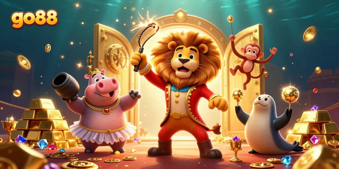 Experience thrilling gameplay at go88 with vibrant circus characters and dazzling treasures!