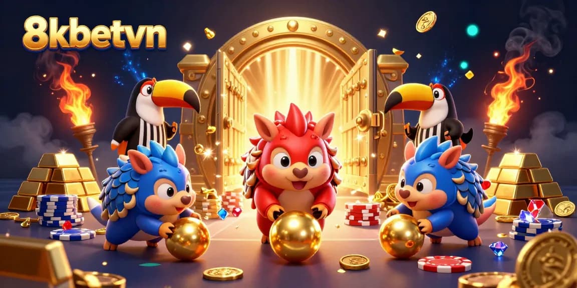Experience thrilling matches at 8kbetvn with rival pangolins bowling through poker chips.