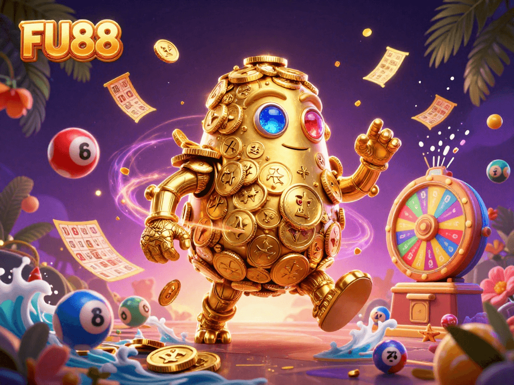 Experience the thrill of winning at FU88 with bold, dynamic gaming elements and a golden golem.
