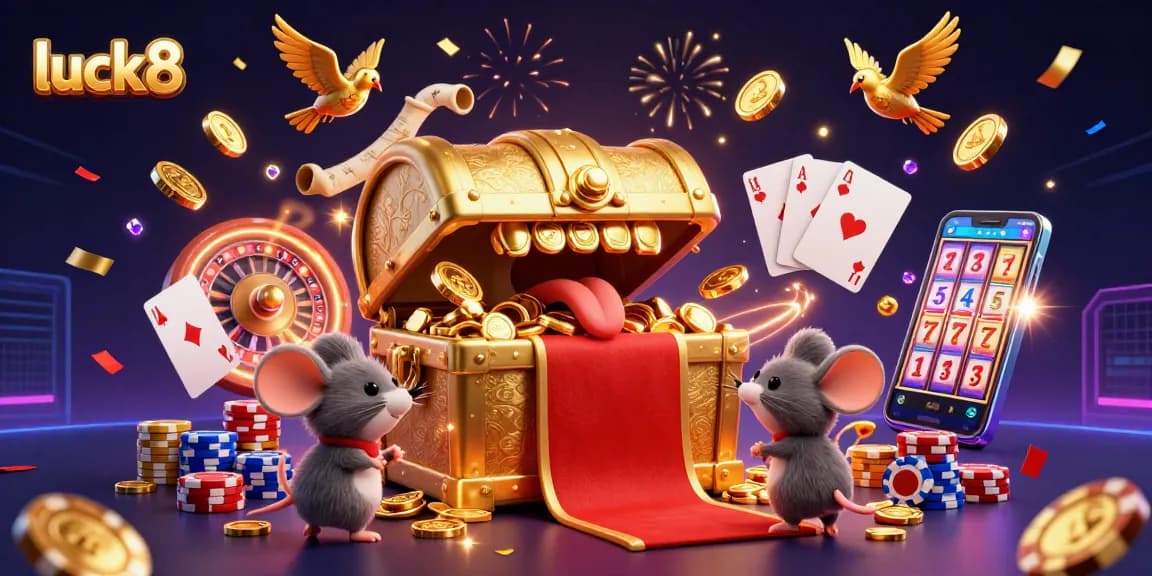 Experience luck8 thrills with colorful casino treasures and animated gaming elements.