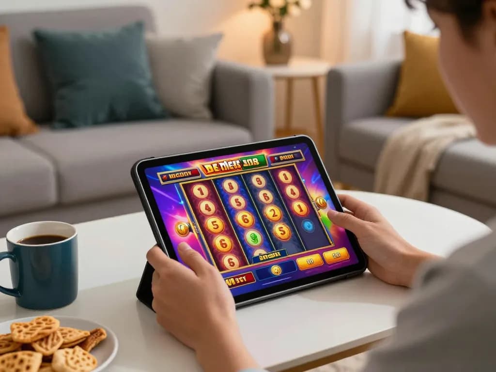Engaging online slot gameplay with 78wintl in a stylish home setting featuring vibrant visuals and cozy atmosphere.