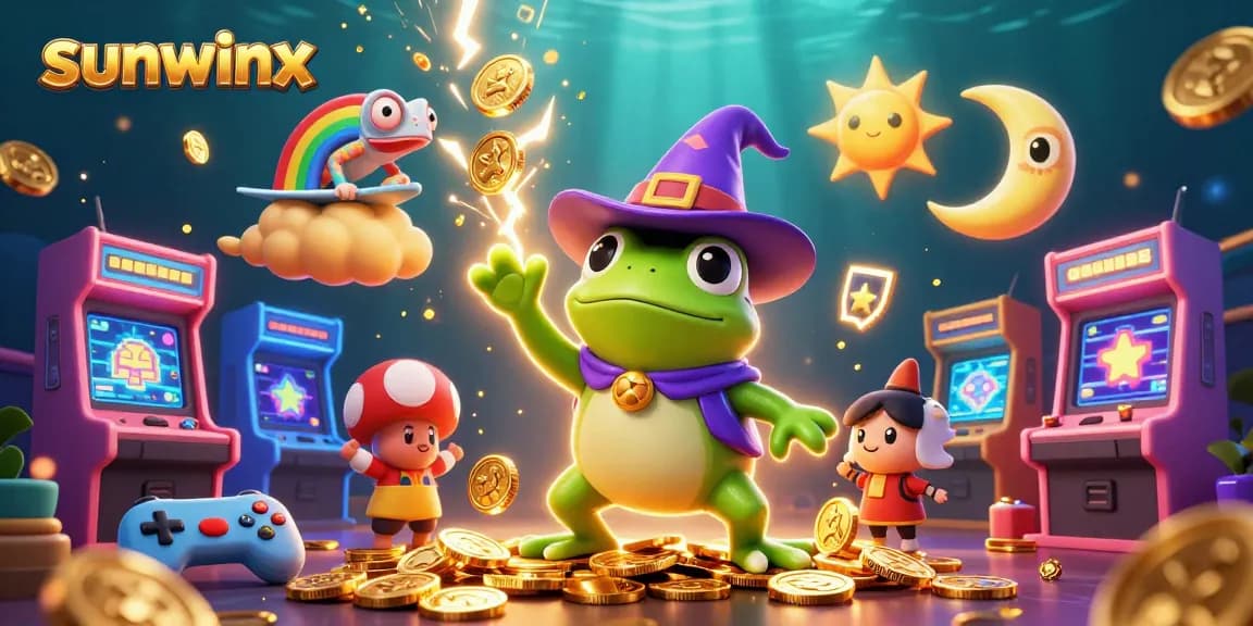Experience wins with sunwinx as the wizard frog conjures coins and a chameleon surfs clouds.