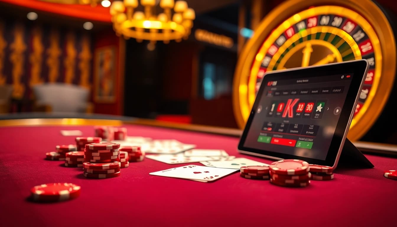 Experience the thrill of gaming at https://kp88.onl/ with vibrant poker chips and dynamic roulette gameplay.