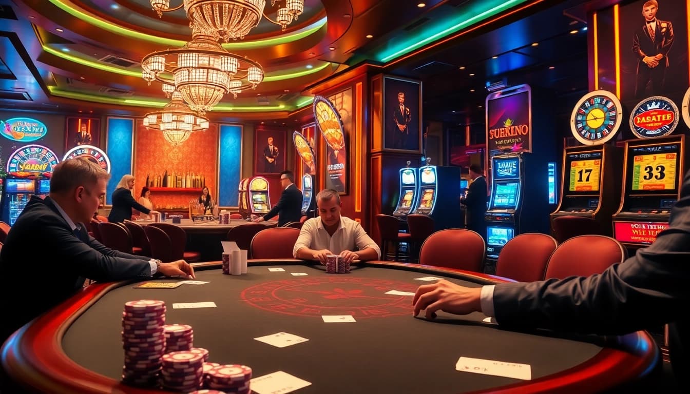 Join the excitement of high-stakes gambling at https://789bet.red/ with players engrossed in a poker game.