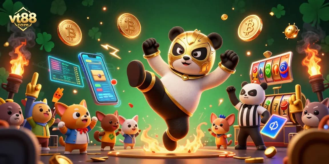 Engage in thrilling gameplay with vt88 com as a vibrant illustration showcases a lively casino scene.