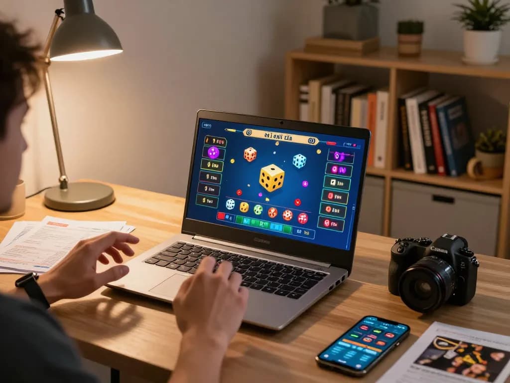 Playing tài xỉu online on a laptop, highlighting an engaging betting experience.