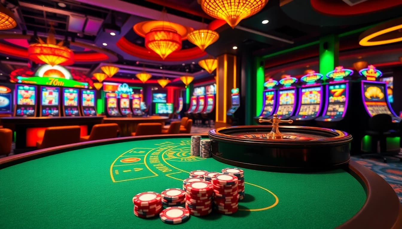 Experience the thrill of gambling action at a luxurious casino featuring 7mcn-inspired elements.