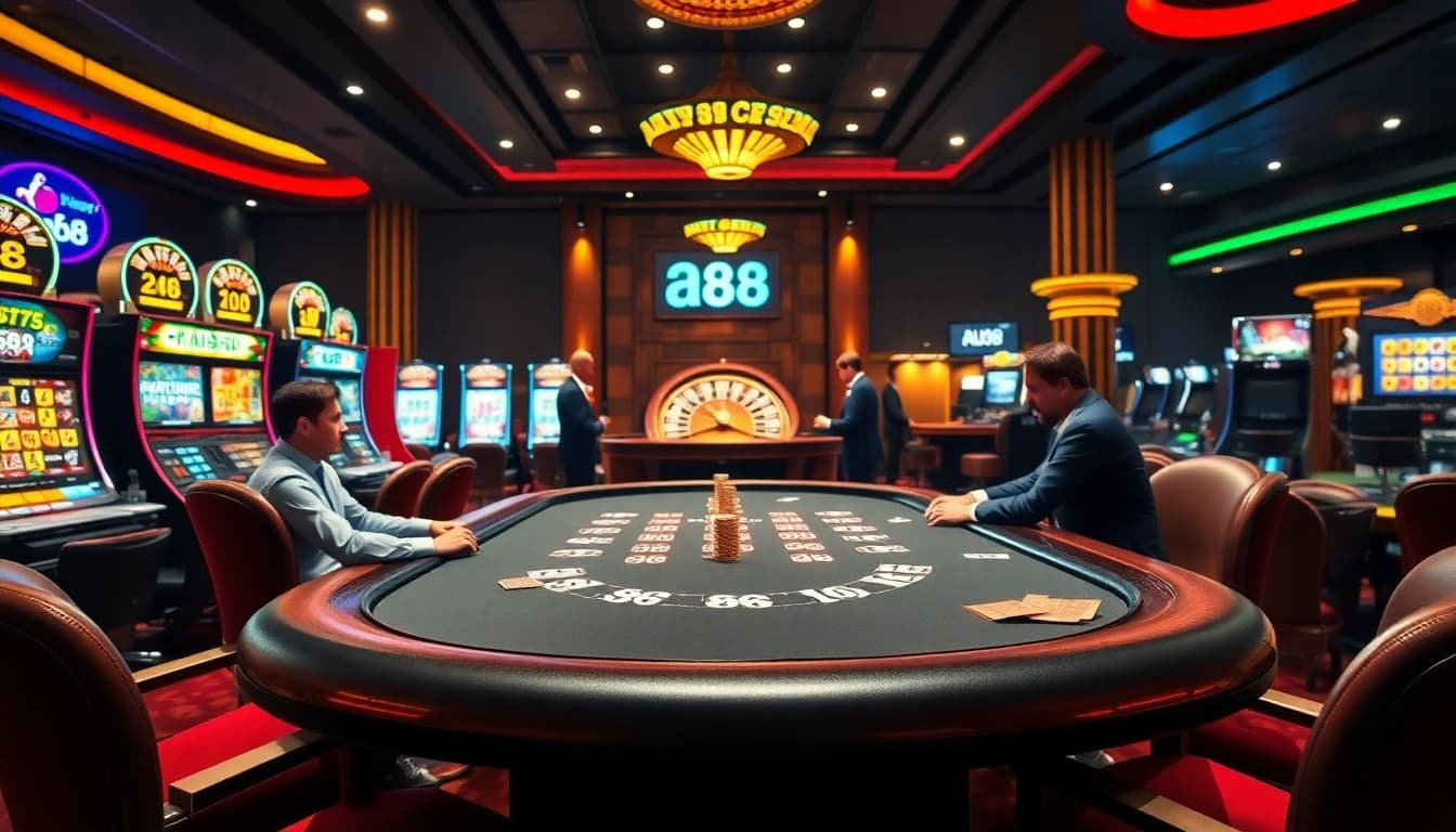 Experience the thrill of winning at AU88 casino tables filled with colorful chips and excited players.