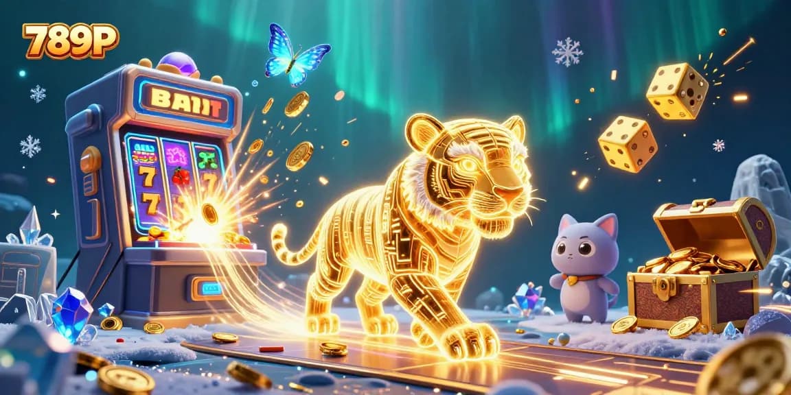 Experience thrilling wins with the vibrant 789P casino scene showcasing a neon tiger amidst a jackpot explosion.