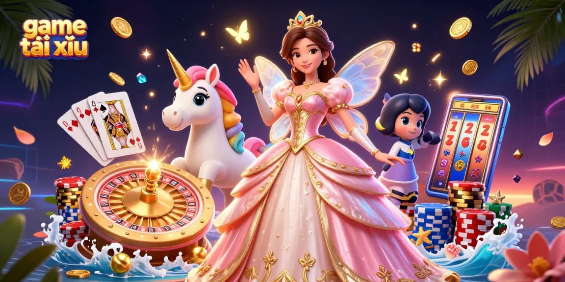 Experience thrilling gameplay with game tài xỉu illustrated in a vibrant casino scene